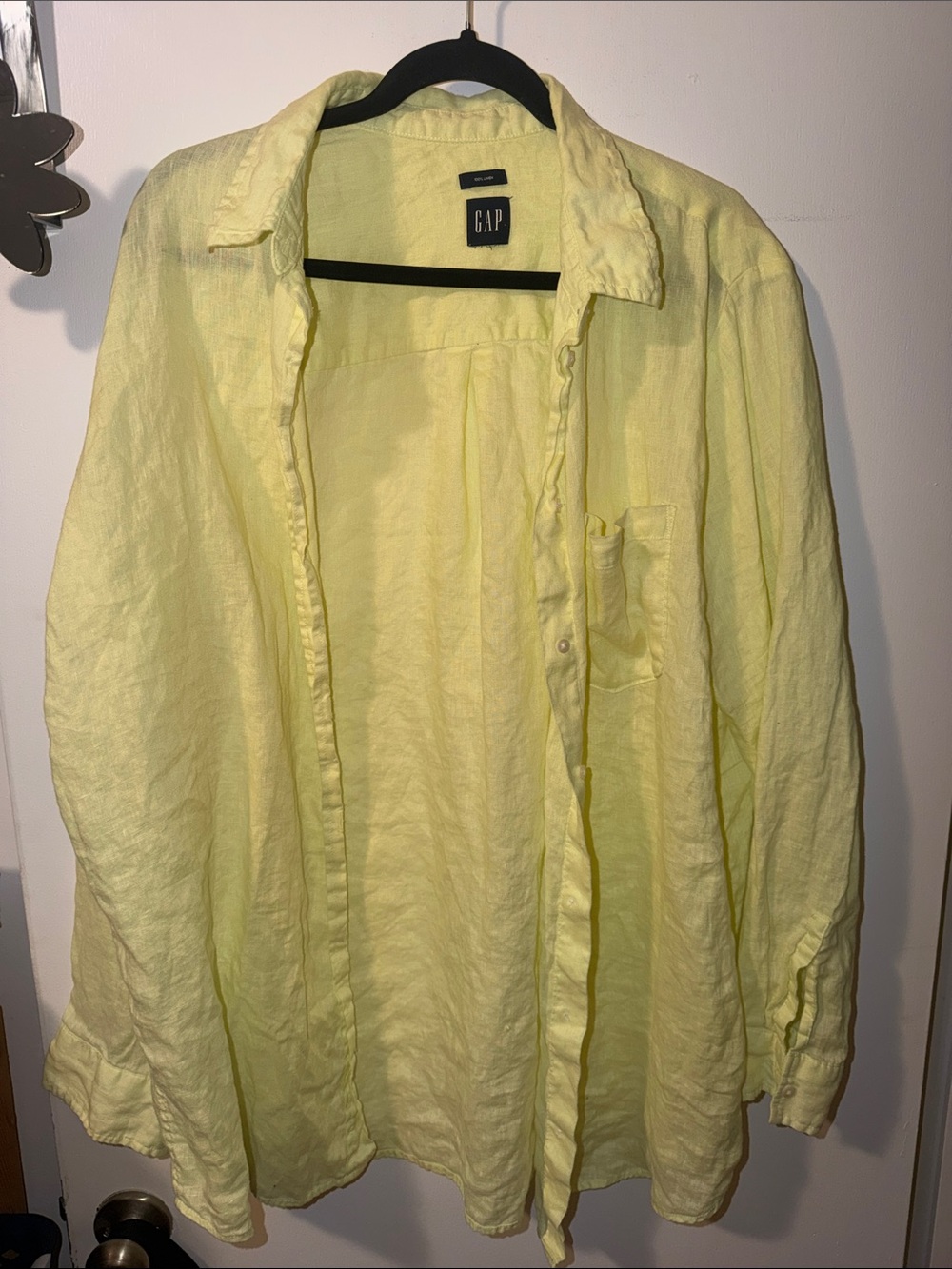 GAP oversized yellow Linen Button-Up Shirt